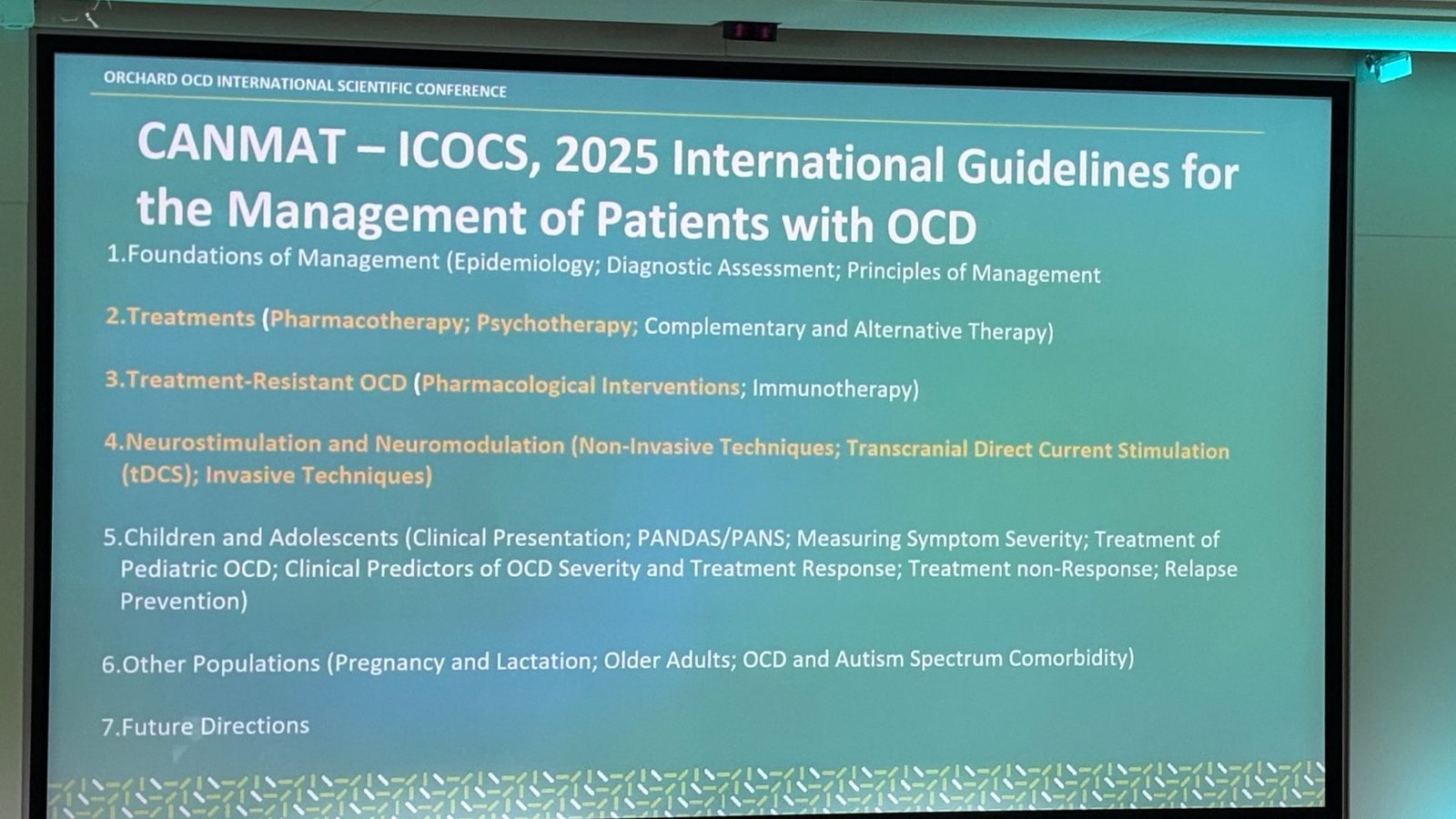 OCD Treatment Guidelines 2025: Key Insights for Recovery OCD Treatment Guidelines 2025: Key Insights for Recovery. Presentation slide at the Orchard OCD International Scientific Conference introducing the CANMAT–ICOCS 2025 international guidelines for OCD management.